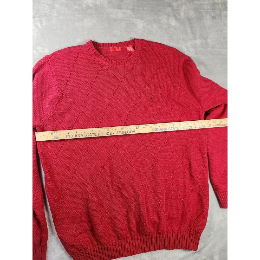 Retro IZOD Men's Red Pullover Sweater Crew Neck‎ Long Sleeve 100% Cotton Size L